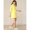 INSPIRE CHIC Women's 3/4 Sleeve Button Front Solid Color Flare Mini Shirt Dress - 4 of 4