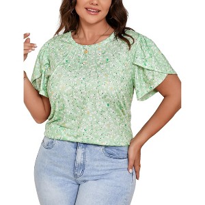 Whizmax Womens Plus Size Tops Tunic Short Sleeve Crew Neck Shirts Casual Soft Blouse - 1 of 4