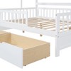 Kids House Bed Sturdy Wood Frame No Box Spring Required Bed Frame for Toddler Kids Girls Boys (77.6''L x 57.8''W x 70.9''H) White - 4 of 4