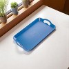 Slickblue Plastic Serving Tray with Handles – Wood Grain Texture, Stackable, 14"x9", 4 Color Options - 2 of 3