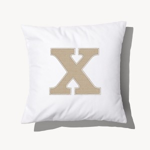 Personalization Mall Natural Initial Embroidered Applique Throw Pillow - 1 of 3