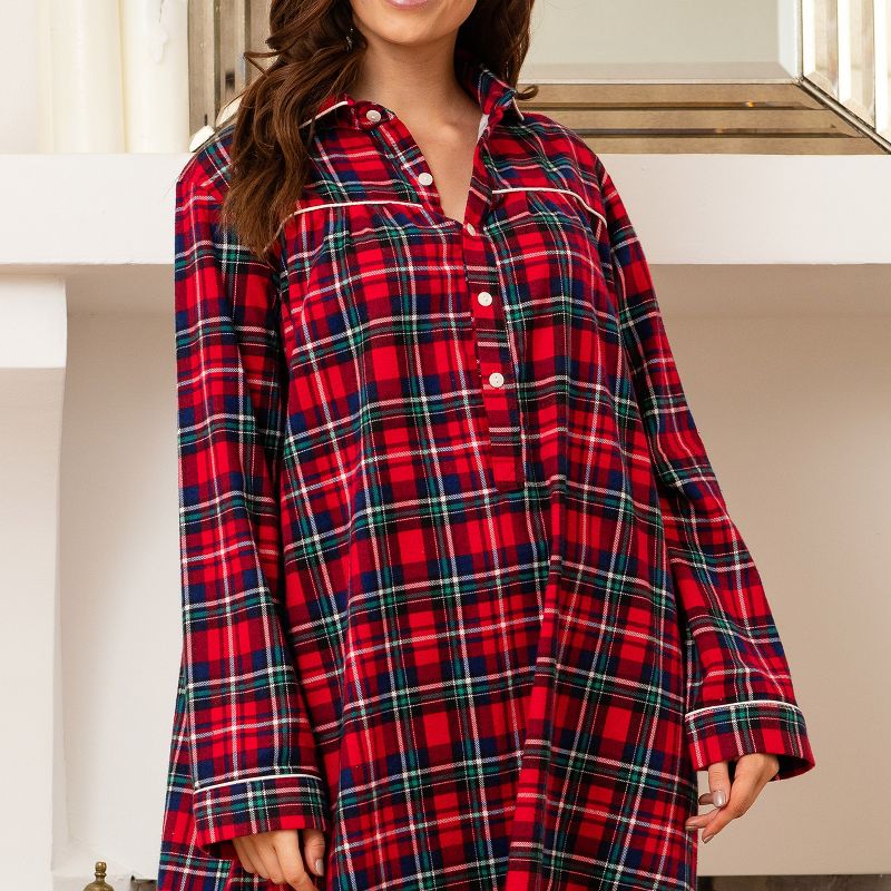Women's Soft Cotton Flannel Nightgown with Buttons, 5 of 6