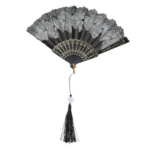 Unique Bargains Rose Lace with Tassel Folding Fan 1 Pc - 1 of 4
