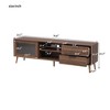 Modern TV Stand for TVs up to 80'', TV Media Console with 2 Glass Doors, Entertainment Center with 2 Drawers & Storage Cabinet, Walnut - ModernLuxe - 3 of 4