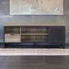 Vynxaria Rustic Oak & Black Finish TV Stand, KD Rectangular Design, 50" TV Compatible, 1 Drawer & 4 Storage Compartments - 3 of 4