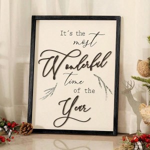 Framed Wall Art It's Time of Year 3D Lettering Black 16x12 Inch Home Decor Living Room Accent - 1 of 4