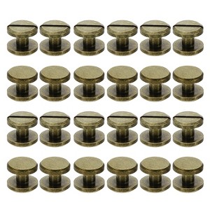 Unique Bargains Brass Rust-proof Durable Leather Belt Scrapbook Binding Chicago Screws 25 Sets - 1 of 4