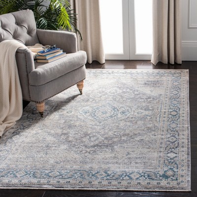 Grey and Blue Hand-Knotted Wool Area Rug