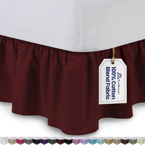 Details about   Tailored Ruffled Bed Skirt Solid  Burgundy 650 TC Cotton _ Same Fabric Platform 