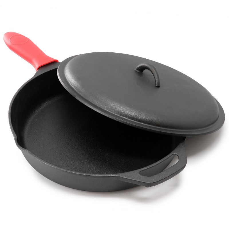 MegaChef 12 Inch Pre-Seasoned Cast Iron Skillet with Cast Iron Lid, 2 of 8