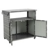 VisioGear Outdoor Bar Cart, Patio Wine Serving Cart, Rolling Rattan Beverage Bar Counter Table for Party, Aqua Grey, 51.18"*19.69"*35.43" - 2 of 4