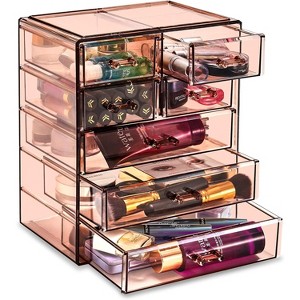 Sorbus Acrylic Makeup Organizer Case - Big Clear Makeup Organizer for Vanity, Bathroom, College Dorm, Closet, Desk - 1 of 4