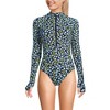 Lands' End Women's Chlorine Resistant Zip Front Long Sleeve Tugless Sporty One Piece Swimsuit - 2 of 4
