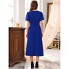 INSPIRE CHIC Women Ruffle Front Side Slit Crew Neck Short Sleeve Midi Cocktail Formal Dresses - 4 of 4