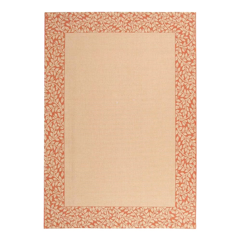 6'7inX9'6in Aalborg Outdoor Rug Natural/Terracotta - Safavieh