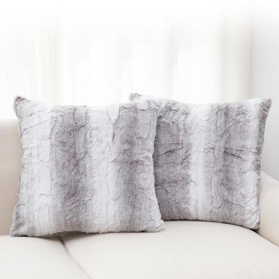 Cheer Collection Luxuriously Soft Faux Fur Throw Pillow With Inserts, Set  Of 2 - Marble Brown : Target