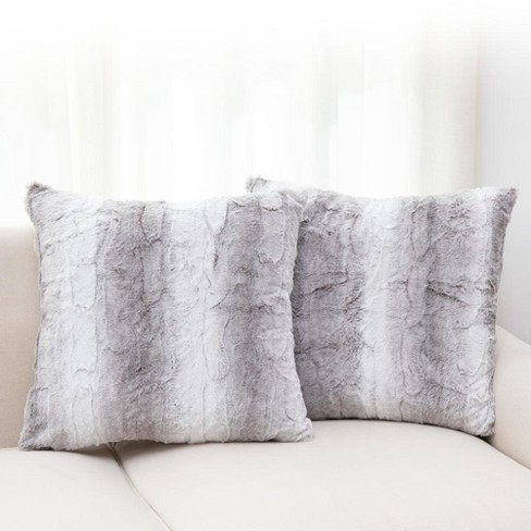 Cheer Collection Set Of 2 Soft Faux Fur Leaf Design Throw Pillows With  Inserts - Marble Gray (18 X 18) : Target