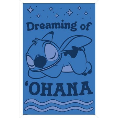 Trends International Disney Lilo and Stitch: Sleep Trends - Dreaming Of 'Ohana Framed Wall Poster Prints White Framed Version 14.725" x 22.375"