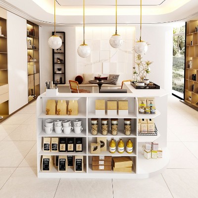 FUFU&GAGA White Display & Storage Combination Cabinet - Ideal for Cafe Counter, Shop Shelving, Home Bookshelf & Storage Unit
