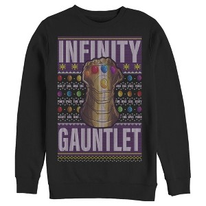 Men's Marvel Ugly Christmas Thanos Gauntlet Sweatshirt - 1 of 3