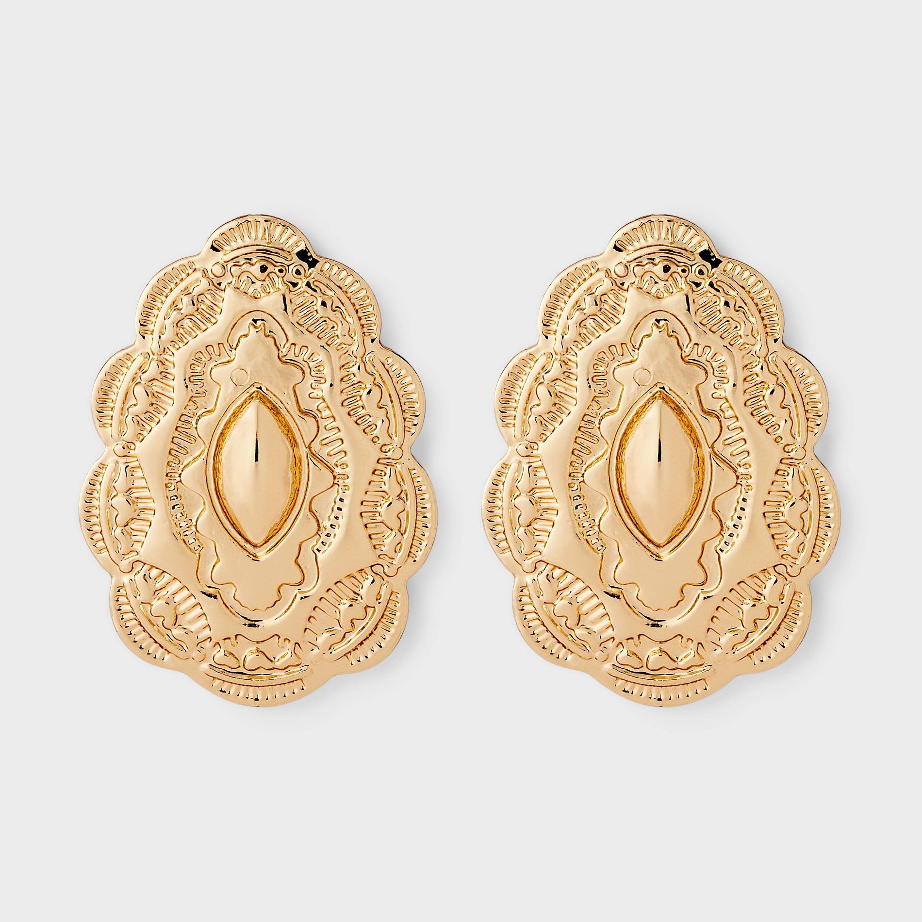 Western Sculpted Button Earring - Universal Thread™ Gold