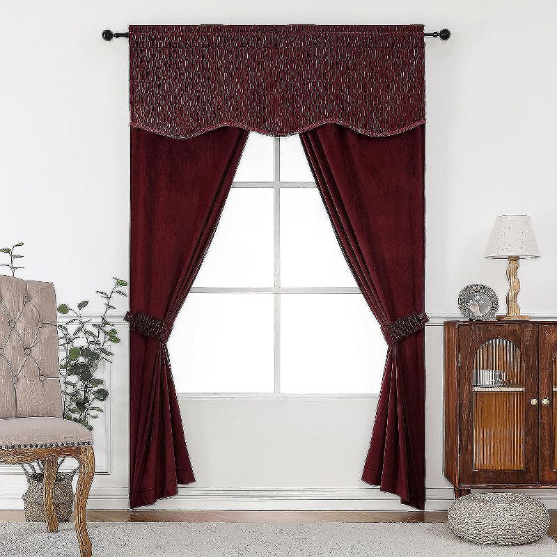 Kate Aurora Christmas Essentials Light Filtering Complete Attached Velvet Window Curtains & Valance Set, 1 of 8