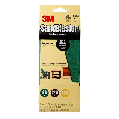 3M Company 5 Sheets Assorted Sandblaster Sandpaper
