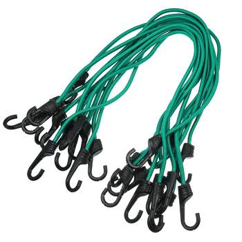Unique Bargains Strong Elastic Strapping Rope Hooks for Bicycle 73cm/28.74'' Dark Green 12 Pcs