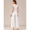 Allegra K Women's Elegant V Neck Mesh Long Sleeve Loose Wide Leg Party Jumpsuits - 4 of 4
