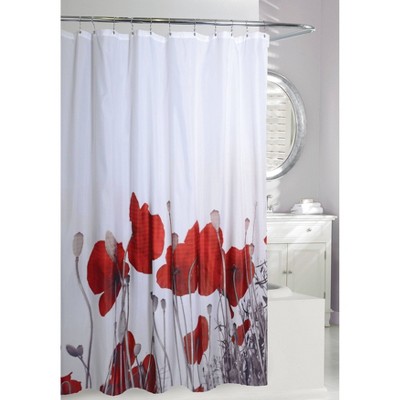 Poppy Fields Shower Curtain Red/White 