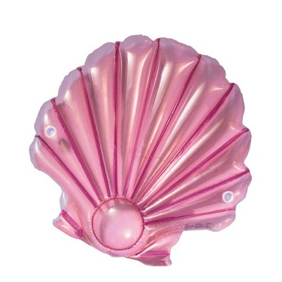 Swim Central 81" Shiny Pink Inflatable Seashell Swimming Pool Float
