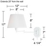 Barnes and Ivy Amelie Country Cottage Swing Arm Wall Lamp White Plug-in Light Fixture Pleated Fabric Bell Shade for Bedroom Bedside Living Room House - 4 of 4