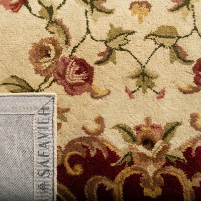 Beige and Green Hand-Tufted Wool Runner Rug