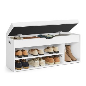 VASAGLE Shoe Storage Bench with Cushioned Seat and Hidden Compartments, Hallway Organizer with Shelves, Cloud White - 1 of 4