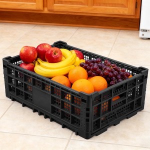 Collapsible Storage Bin Containe, 52 Liter Heavy Duty Transfer Box, 23.6" l x 15.7" w x 8.6" h Plastic Crate for Storage of Various Items - 1 of 4