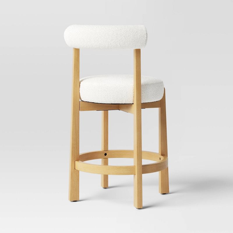 Sculptural Upholstered and Wood Boucle Counter Height Barstool Cream - Threshold&#8482;, 5 of 9
