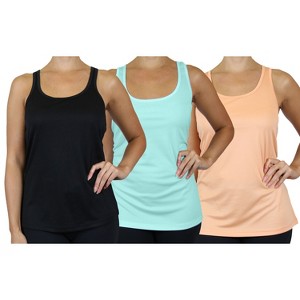 Galaxy By Harvic Women's Moisture Wicking Racerback Tank-3 Pack - 1 of 4
