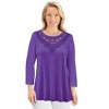 Collections Etc Lace Trim 3/4 Sleeve Knit Top - 4 of 4
