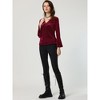 INSPIRE CHIC Women's Regular Fit V Neck Velvet Flare Long Sleeve Peplum Blouse - 2 of 4