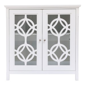 LuxenHome White Pine Wood 2-Door Accent Storage Cabinet - 1 of 4