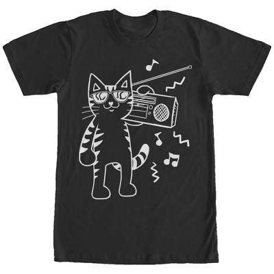 Men's Lost Gods Boombox Cat Cartoon T-shirt - Black - Medium : Target