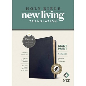 NLT Compact Giant Print Bible, Filament Enabled (Leatherlike, Navy Blue Cross, Indexed, Red Letter) - (Leather Bound) - 1 of 1