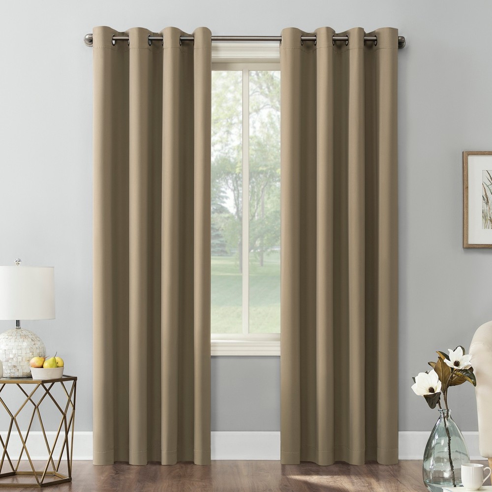 Photos - Curtains & Drapes 54"x108" Sun Zero Blackout Kenneth Energy Saving Grommet Curtain Panel Bar