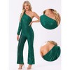 INSPIRE CHIC Women's One-Shoulder See Through Wide Legs Party Sequin Jumpsuits - 2 of 4