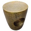 The Urban Port 17" Side End Table Tapered Drum Shape with Unique Hollow Center Antique Brass Aluminum Brass - 4 of 4