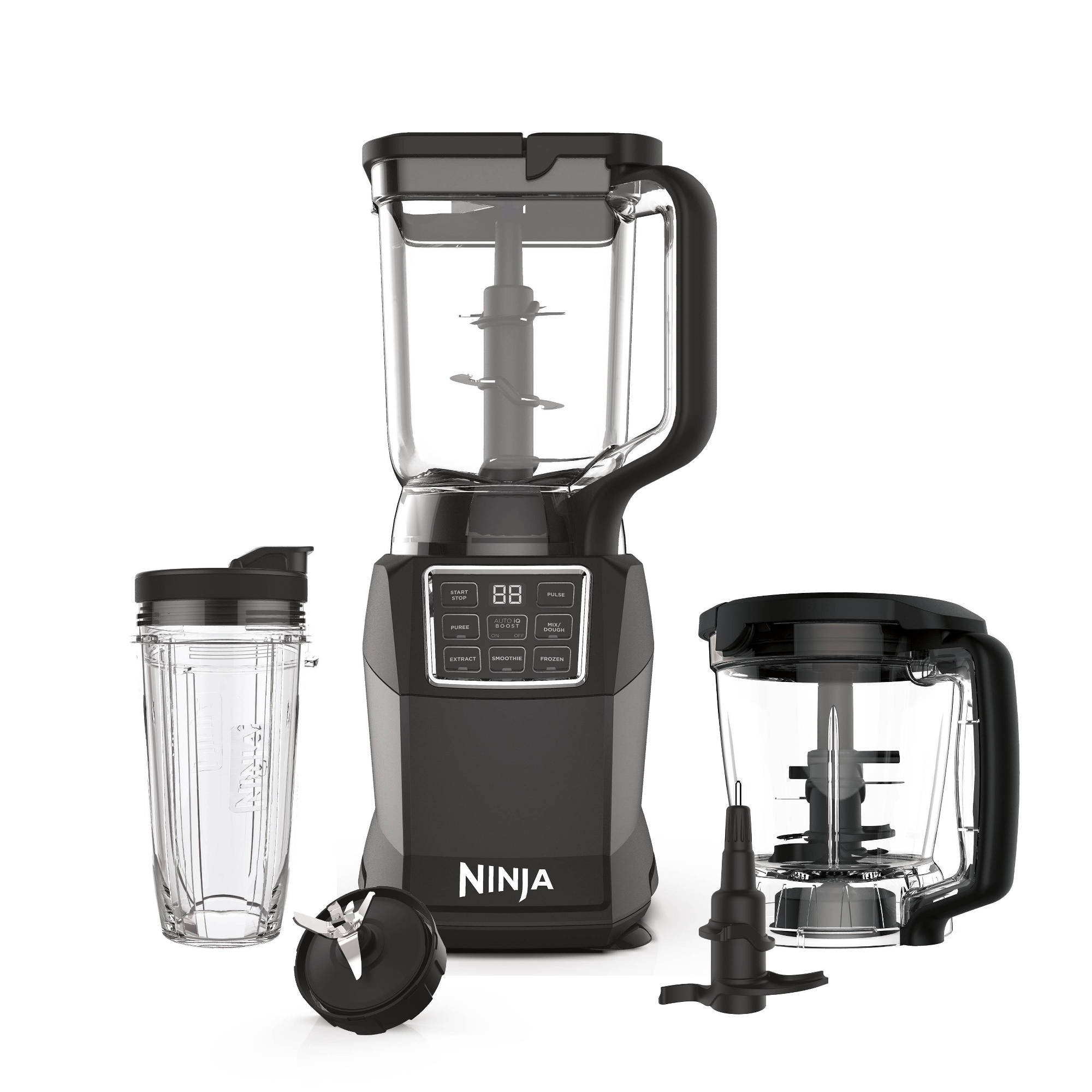 Ninja Kitchen System with Auto IQ Boost and 7-Speed Blender: Food Processor, 72 oz Capacity, Stainless Steel Blades, 1-Year Warranty