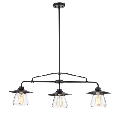 35.8" x 8.7" x 50" Temet Chandelier Black - Warehouse Of Tiffany: ETL Listed, Edison Bulbs, Metal & Glass