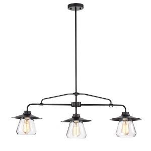 35.8" x 8.7" x 50" Temet Chandelier Black - Warehouse Of Tiffany: ETL Listed, Edison Bulbs, Metal & Glass - 1 of 2