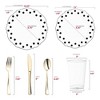 Smarty Had A Party White w/ Black Dots Blossom Plastic Wedding Set - 120 Sets - 2 of 4