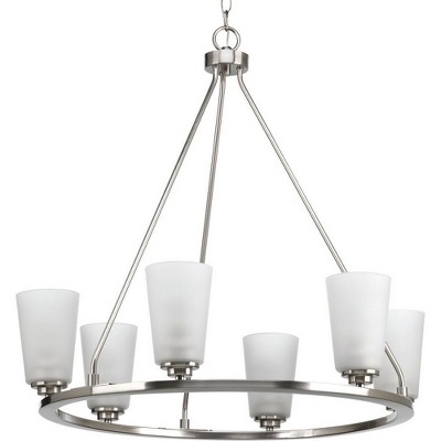 Elegant Brushed Nickel 6-Light Foyer Candle Chandelier